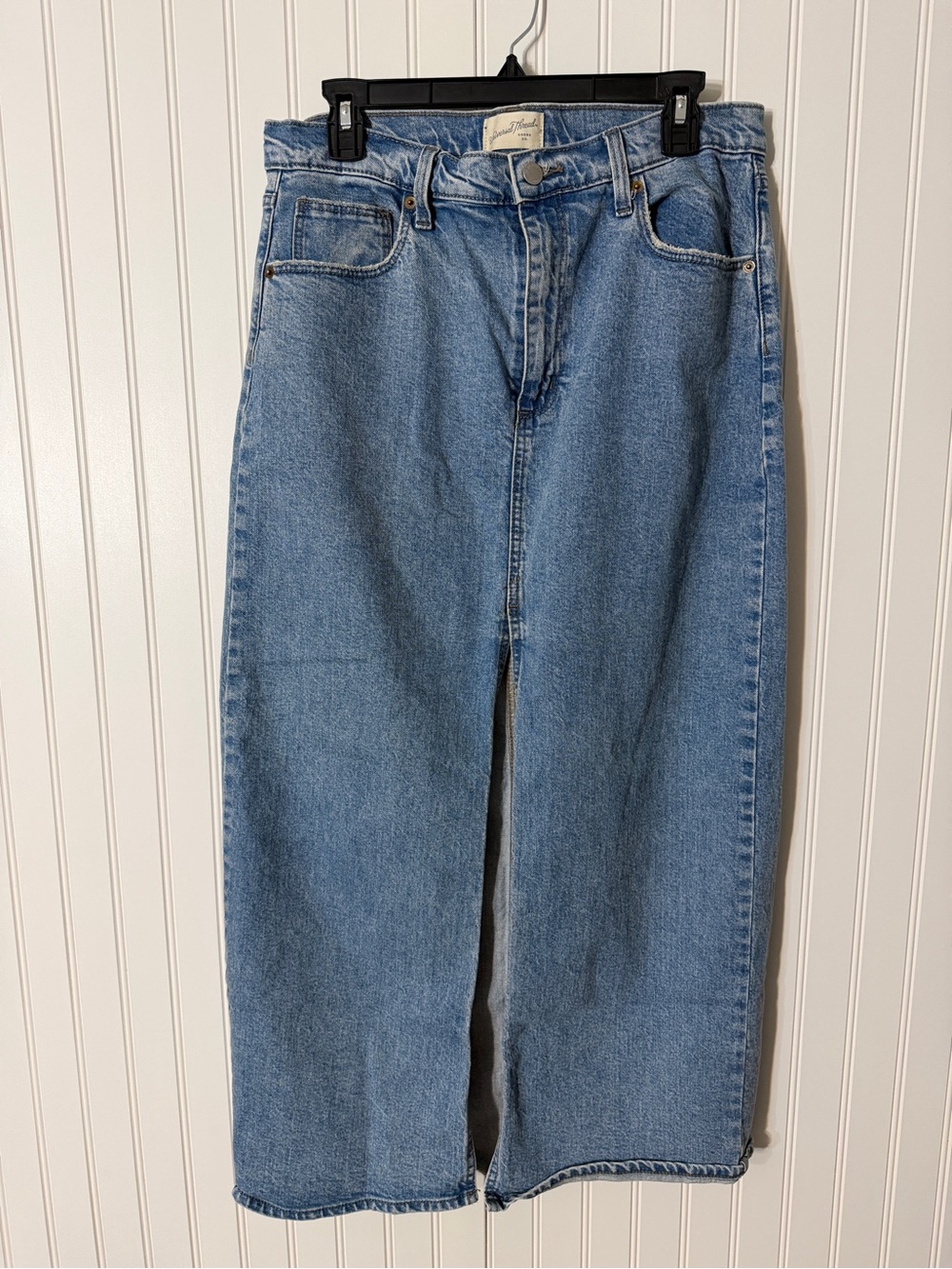 Classic High-Waist Blue Denim Long Skirt